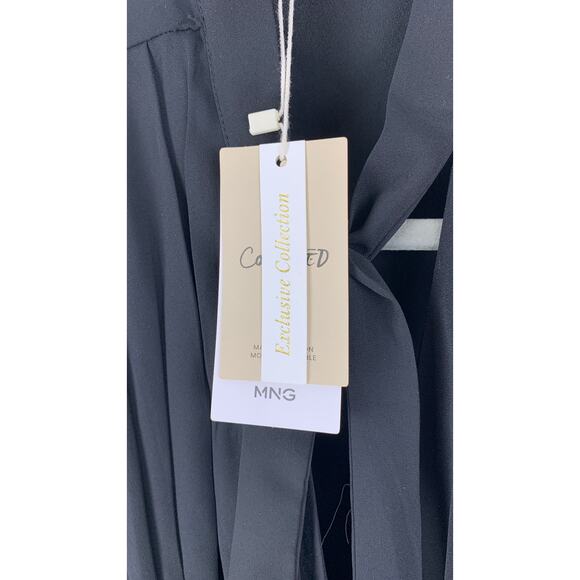 Mango MNG Black Tie Blouse Top Womens Small Size 4 Long Sleeve New - Picture 10 of 11